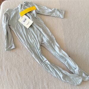 Kyte Fog Blue Grey Footed Bamboo Zip Closure Sleeper 12-18 Months NWT Baby